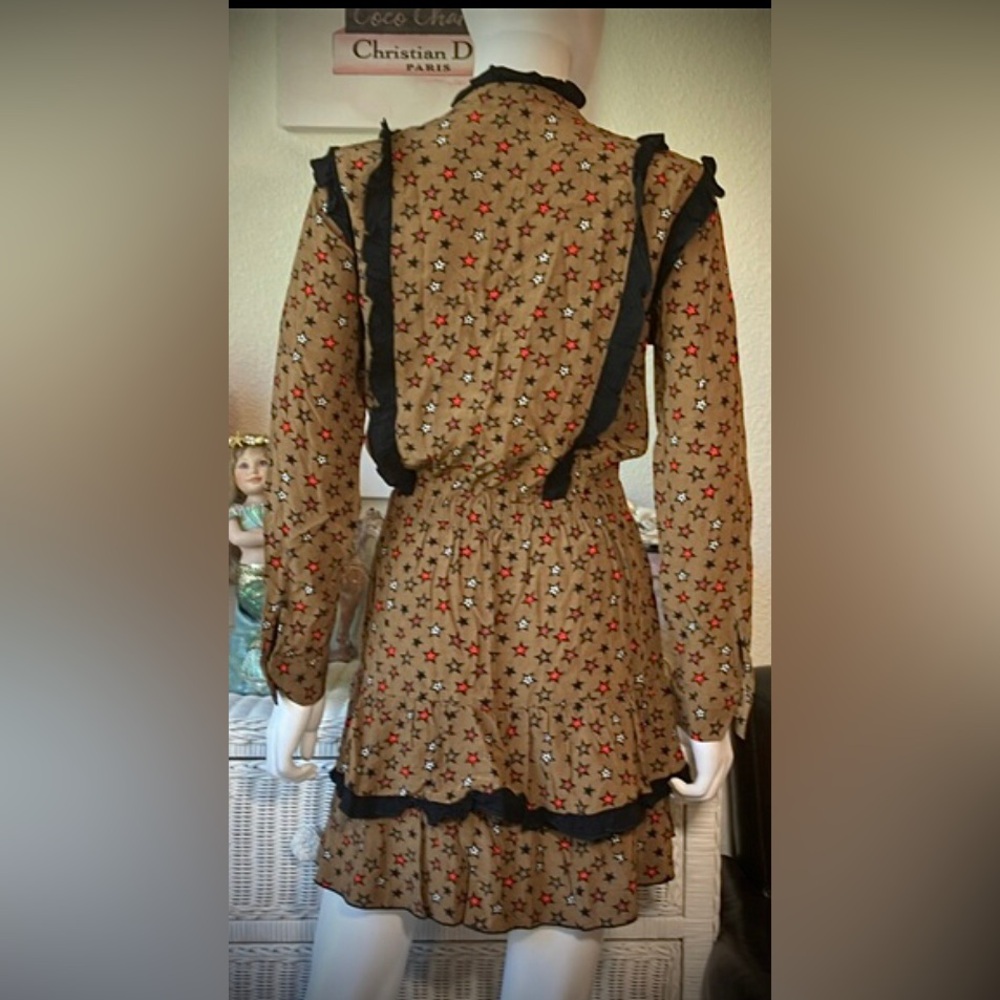 Scotch & Soda Mini Prairie Dress Modest Celestial print in brown & black size XS - Picture 4 of 13